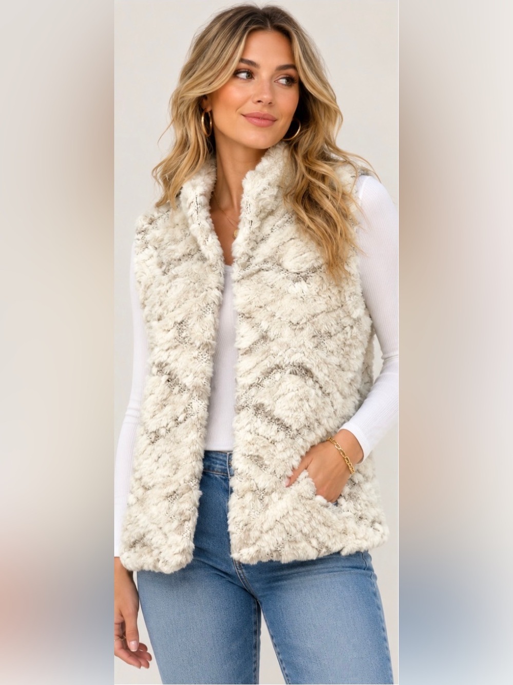 Anthropologie Amadi Basia Faux Fur Textured Vest